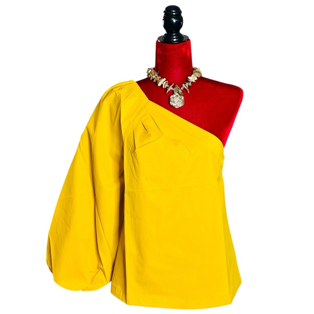 NWT - Banana Republic Asymmetrical Yellow Top Voluminous Sleeve | Women SM & LG